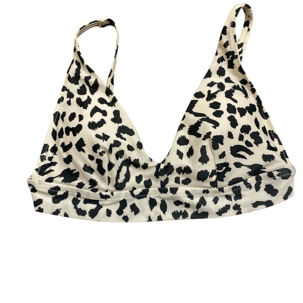 Aerie Black and White Leopard Print Swim Top